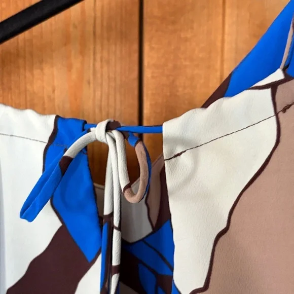 Manuhealii Blue, Brown & Cream Abstract Print Mini Dress - Picture 5 of 6